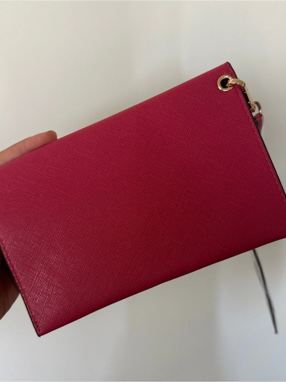 Nicole Lee Magenta and Black Compact Crossbody Wallet with Gold Accent
